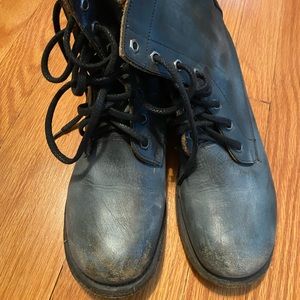 Grey distressed leather boots